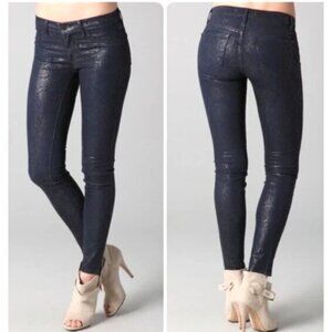 J Brand Jeans Women 30‎ Blue Indigo Boa Denim Super Skinny Snakeskin Embossed